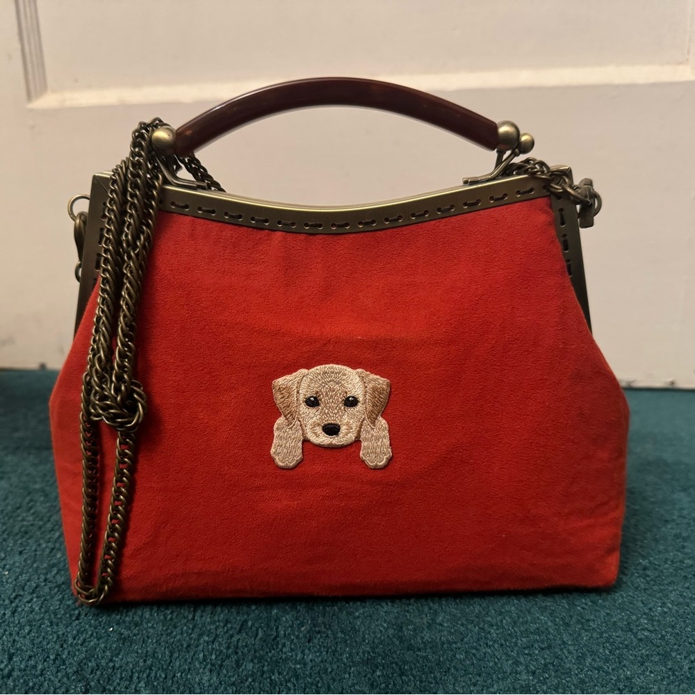 Handmade red crossbody bag